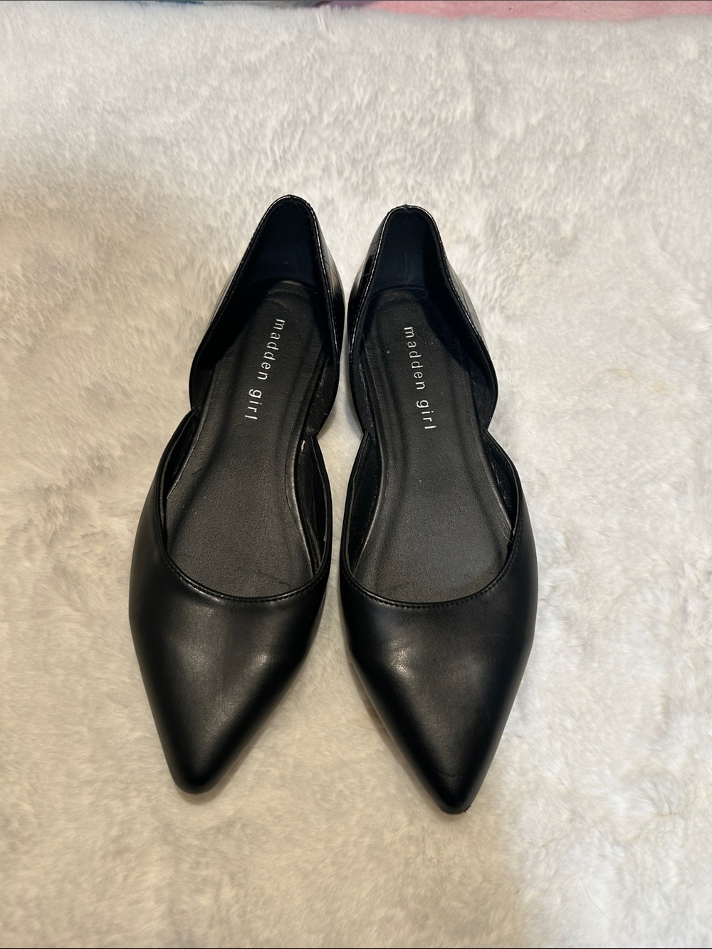 Madden Girl Black Pointed D'Orsay Flats